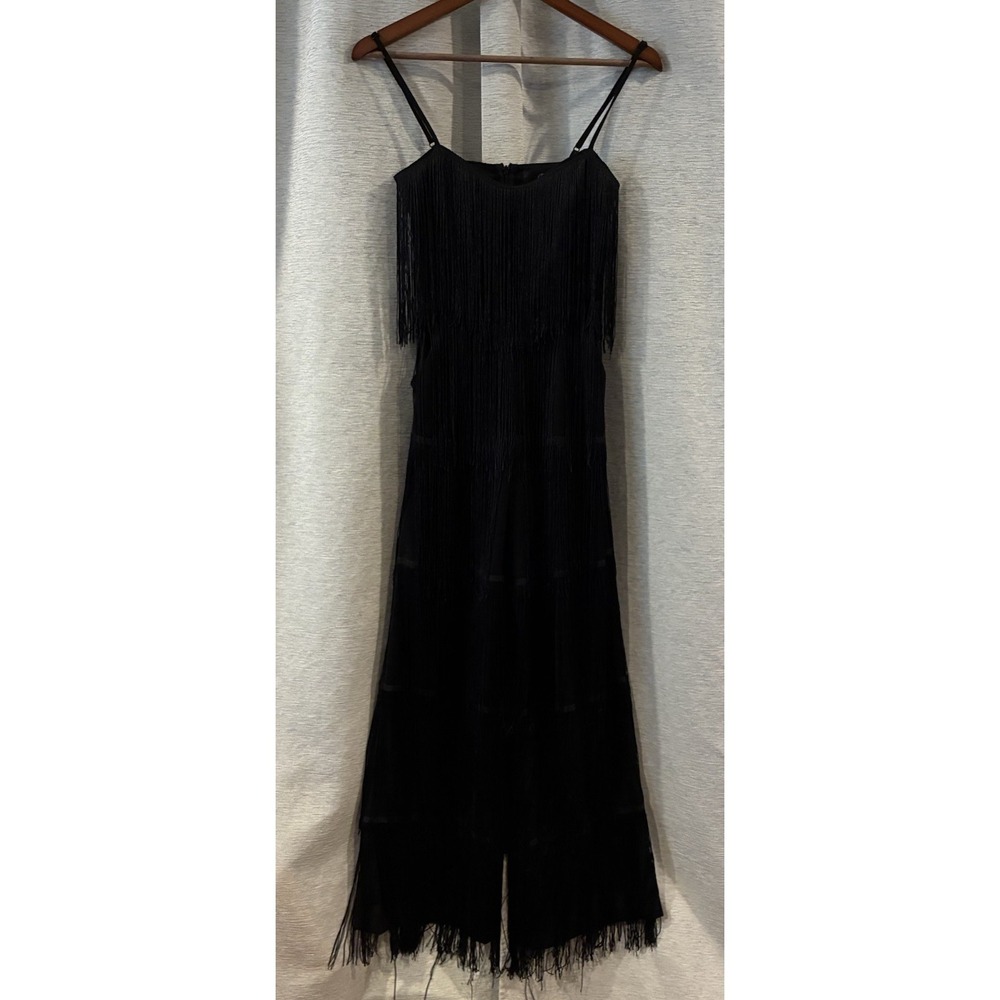 Missguided Women's Black Retro Y2K Fringe Jumpsuit Size 0